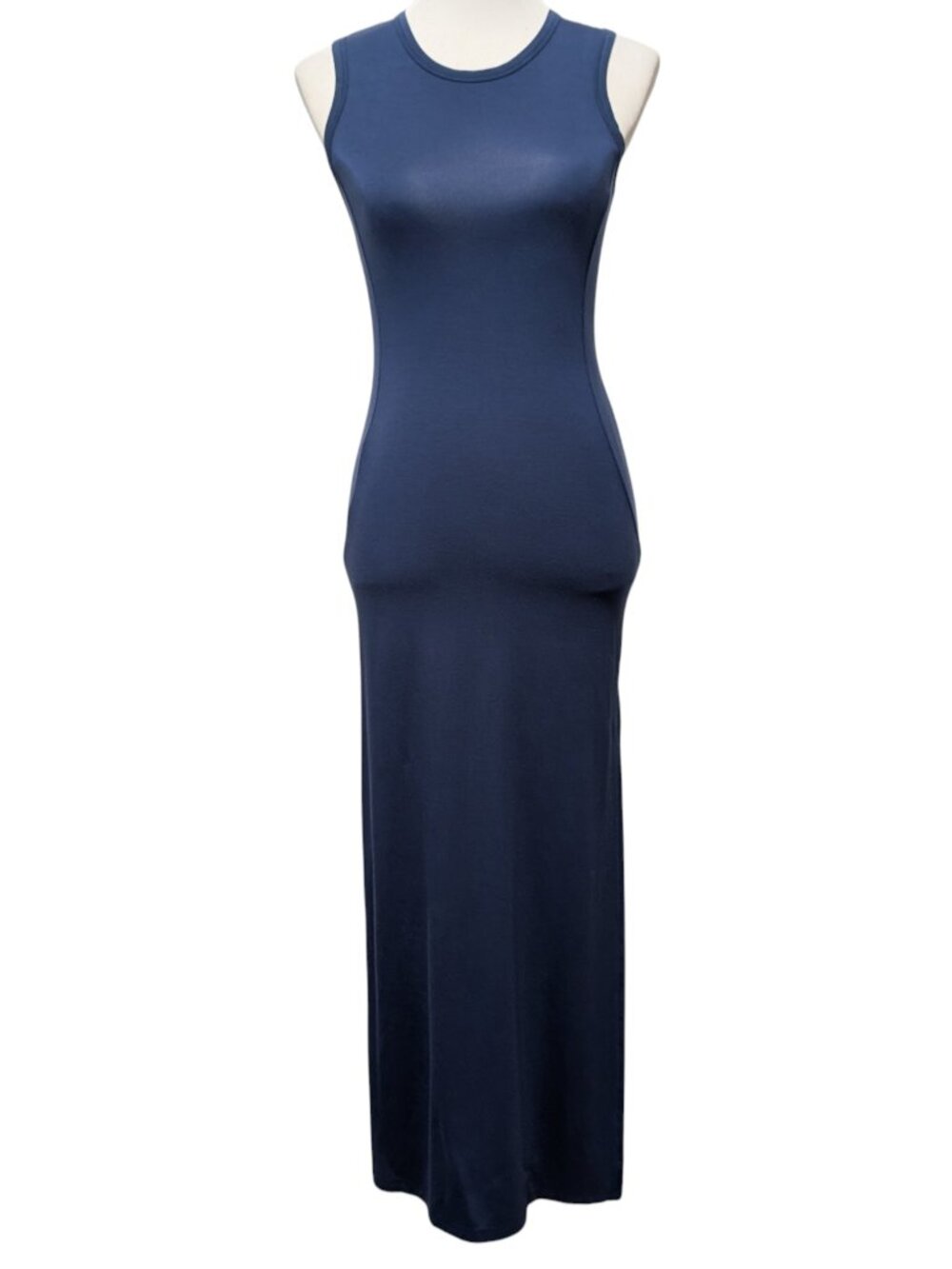 Quince Womens Size S Navy Blue Tencel Jersey Sleeveless Side Slit Maxi Dress